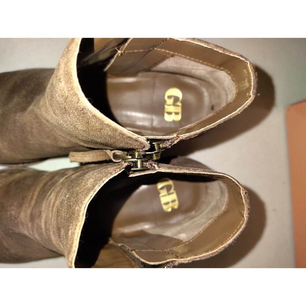GB Gianni Bini A-Lister Walnut Brown Suede Double Zip Ankle Booties Boots... - Picture 7 of 11